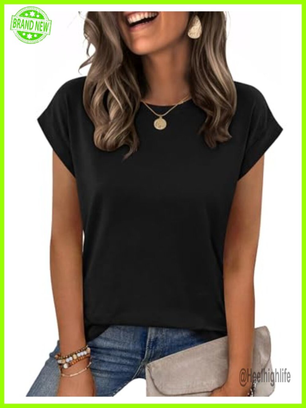 Zeagoo Women's Cap Sleeve Crew Neck T-Shirt Casual Business Blouse